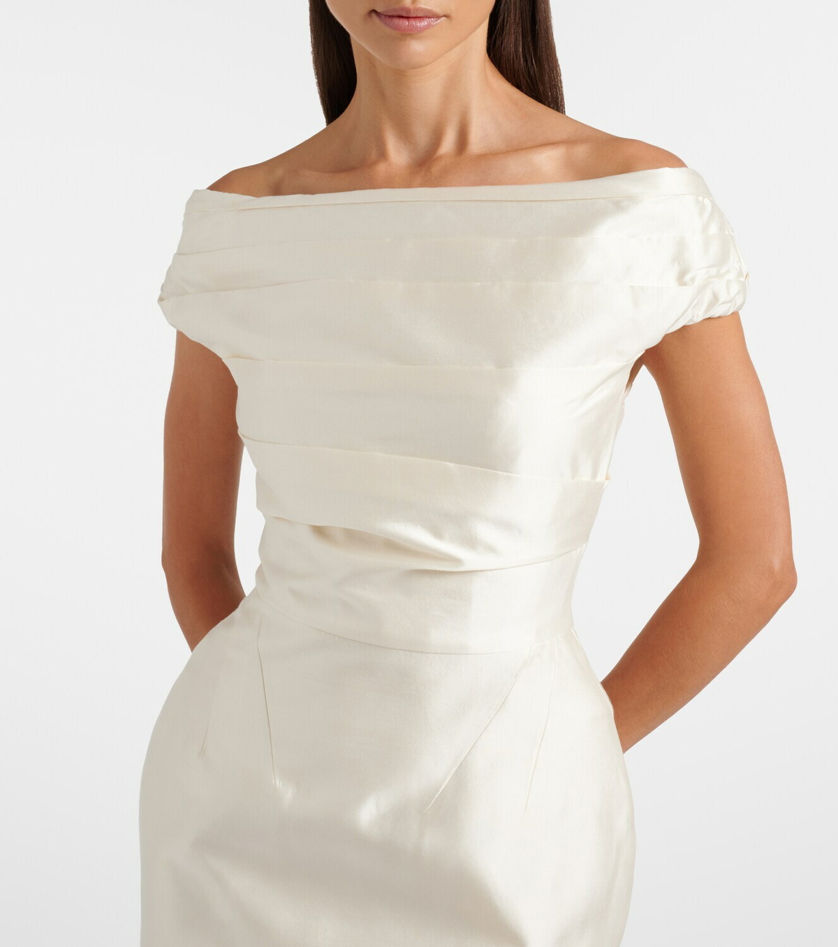 Rachel Gilbert Bronte off-shoulder wool and silk cocktail dress