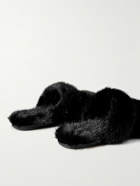 SAINT LAURENT - Faux Fur Slides - Black