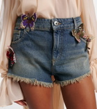 Blumarine Embroidered denim short