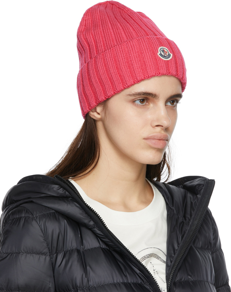 Moncler Pink Wool Beanie Moncler