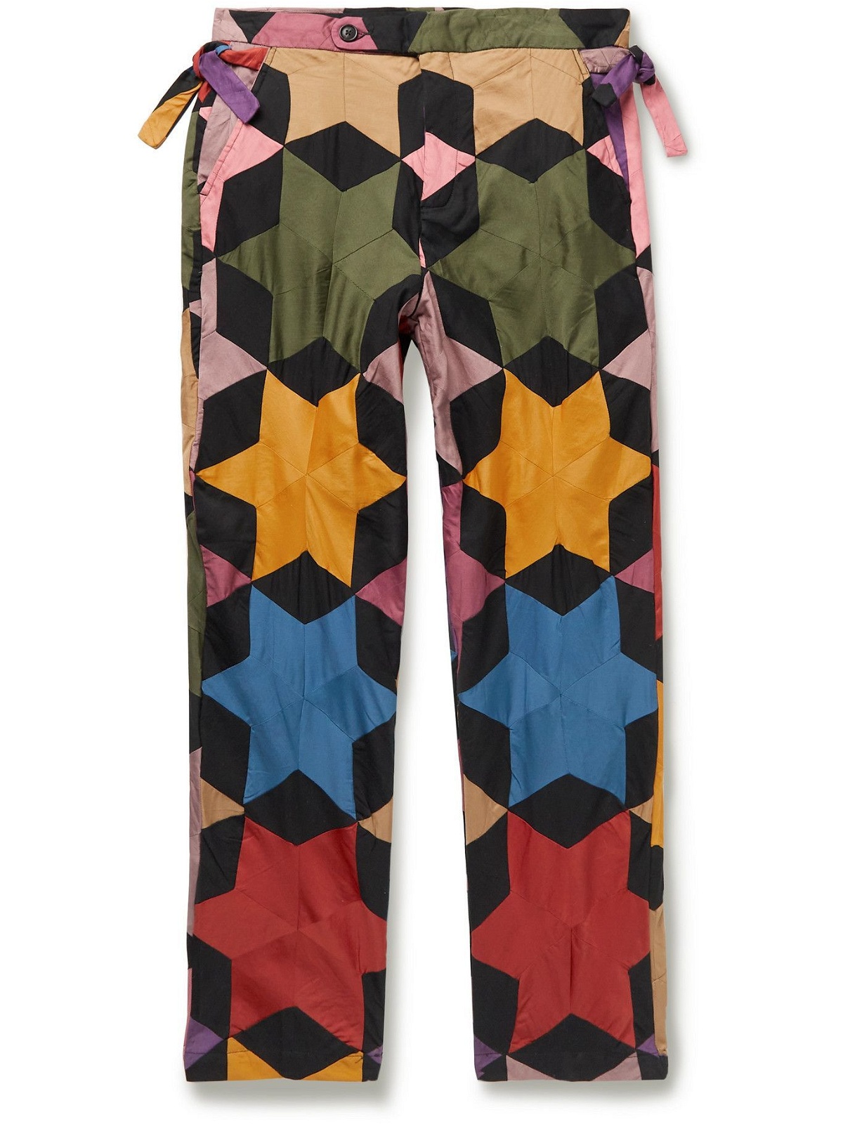BODE - Tapered Rainbow Star Quilt Patchwork Cotton Trousers