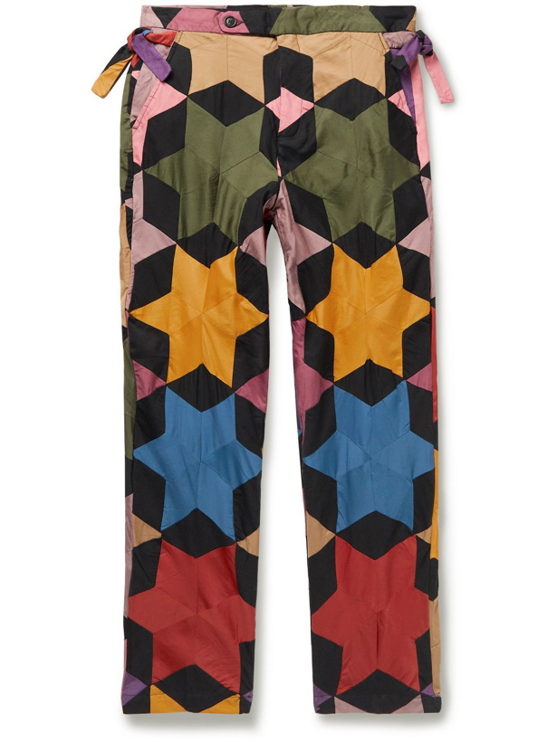 Photo: BODE - Tapered Rainbow Star Quilt Patchwork Cotton Trousers - Multi