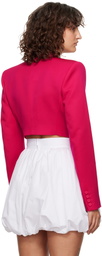 AREA Pink Flower Corsage Cropped Blazer