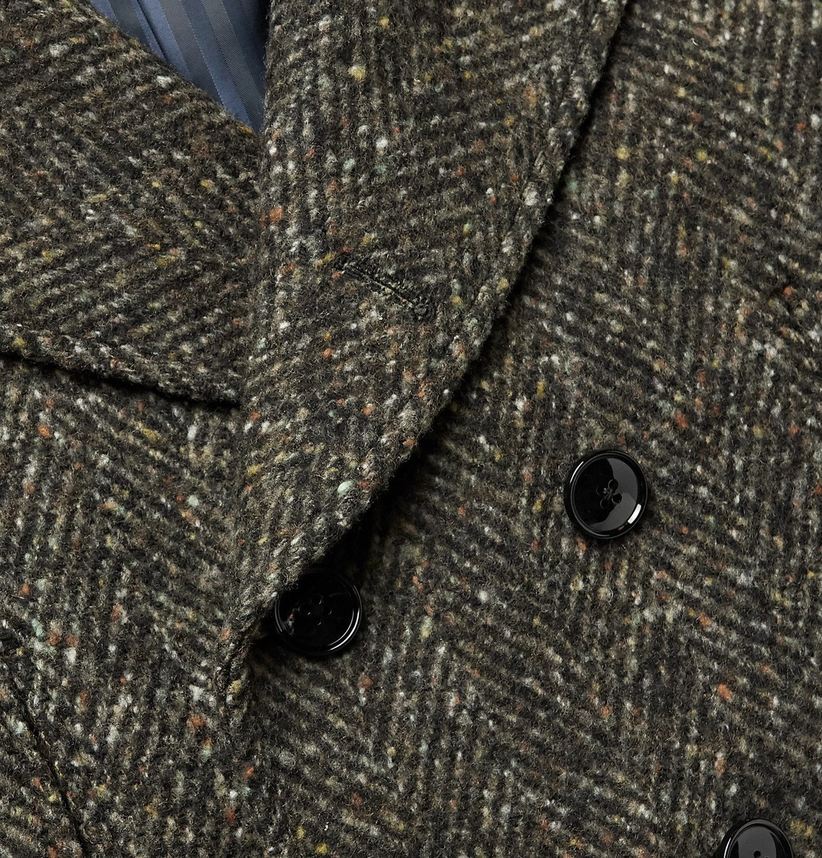 MP Massimo Piombo - Double-Breasted Donegal Herringbone Wool Coat - Green