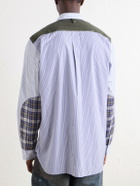 Junya Watanabe - Striped Corduroy and Twill-Trimmed Cotton-Poplin Shirt - Blue