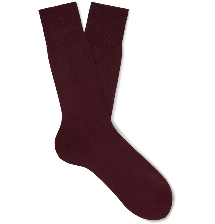 Photo: FALKE - No 4 Silk-Blend Socks - Burgundy