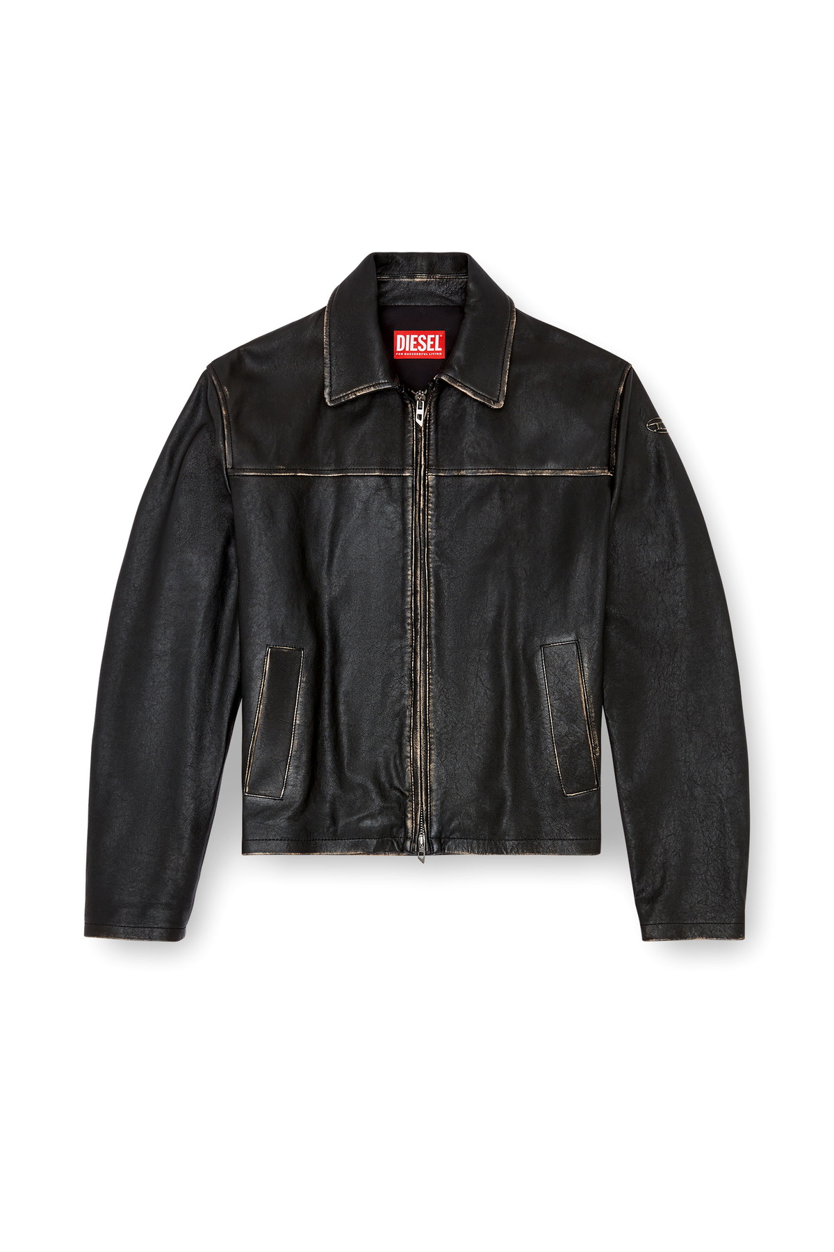 Diesel Distressed leather jacket - Leather jackets Mens in Black
