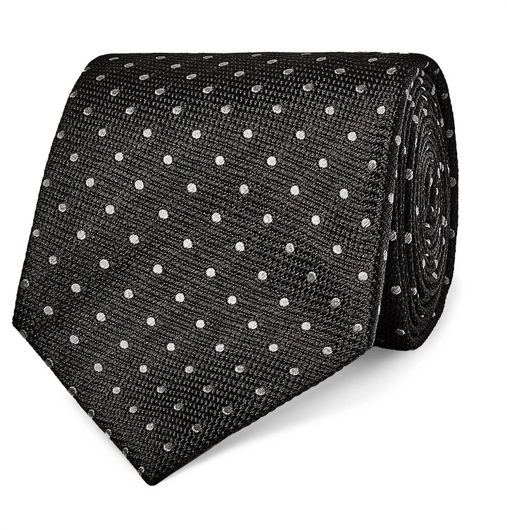 Photo: TOM FORD - 8cm Polka-Dot Silk-Jacquard Tie - Gray