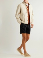 Mr P. - Straight-Leg Cotton and Linen-Blend Twill Drawstring Shorts - Black