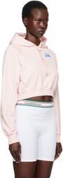 Casablanca Pink Greek Temple Rubber Patch Crop Hoodie