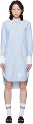 Thom Browne Blue Exaggerated Easy Fit Point Collar Shirt Minidress