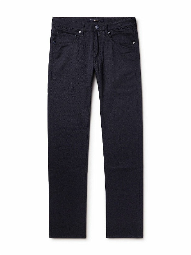Photo: Incotex - Slim-Fit Wool and Cotton-Blend Twill Trousers - Blue