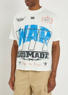 God Made War Printed Cotton T-shirt Off White