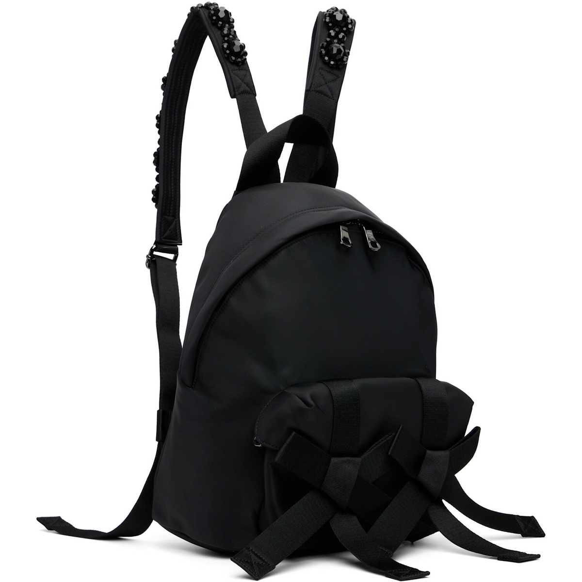 Simone Rocha Black Beaded Utility Bow Backpack