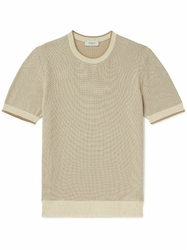 Photo: PIACENZA 1733 - Waffle-Knit Cotton T-Shirt - Neutrals