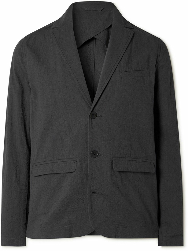 Photo: Folk - Assembly Unstructured Crinkled-Cotton Suit Jacket - Black