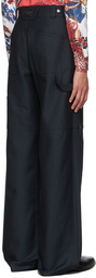 Marine Serre Navy Cotton Trousers