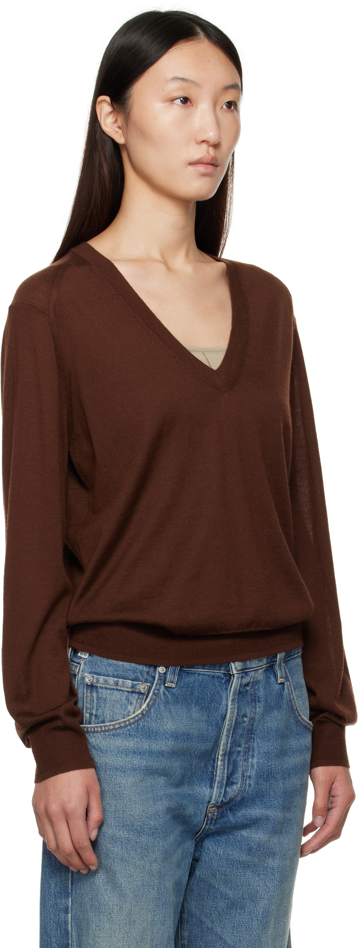 Loulou de Saison Brown Julio Cashmere Sweater