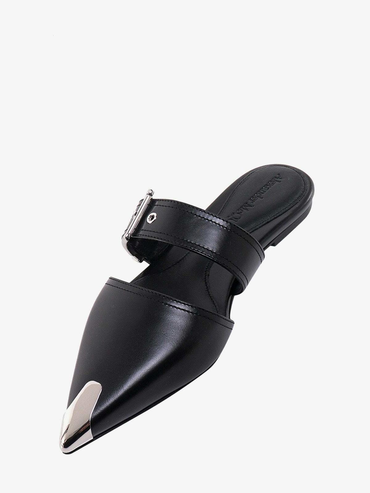 サンダル・ミュール Alexander Mcqueen Black leather Shard mules Alexander McQueen - Shard wedge leather sandals Alexander