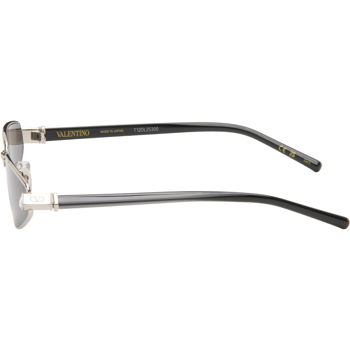 Valentino Silver & Black Metal Cat-Eye Sunglasses