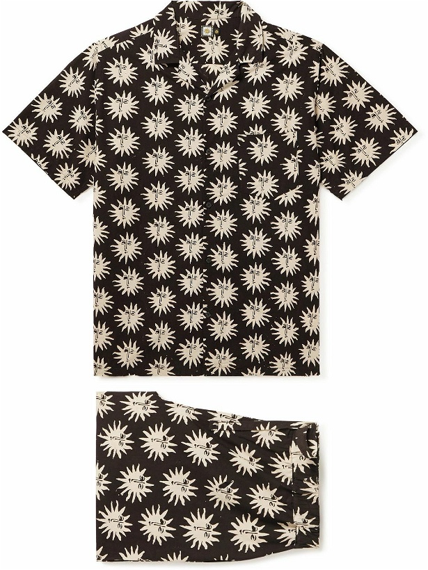 Photo: Desmond & Dempsey - Printed Cotton-Poplin Pyjama Set - Black