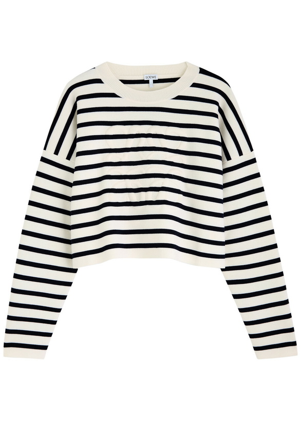 Photo: Loewe Anagram Striped Wool-blend Jumper Navy