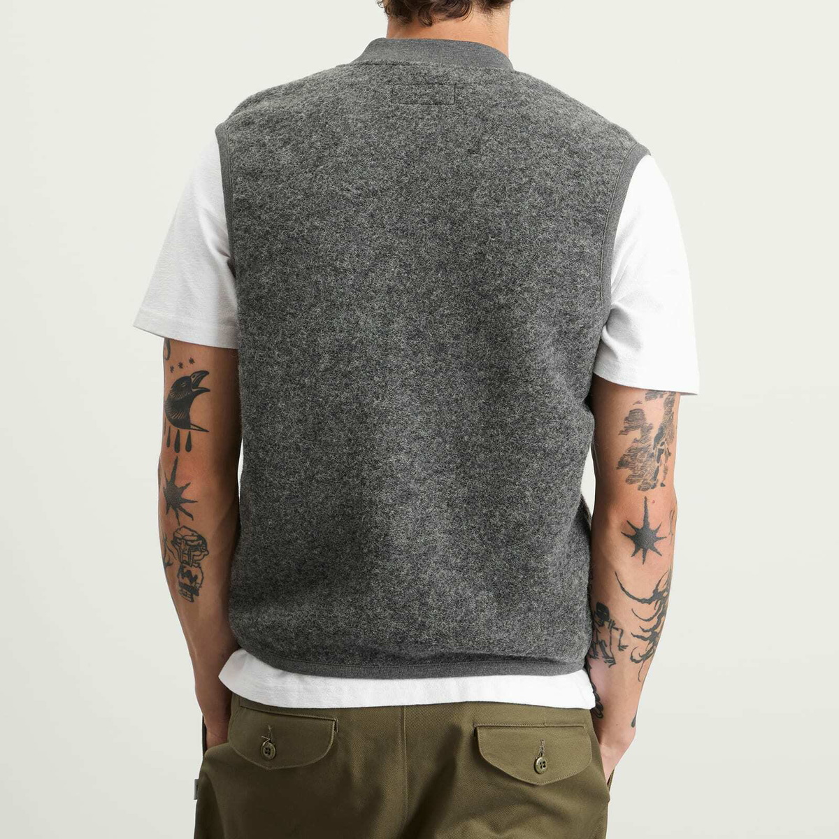 Universal Works Men's Wool Fleece Zip Waistcoat - Presented by END. in Grey Marl