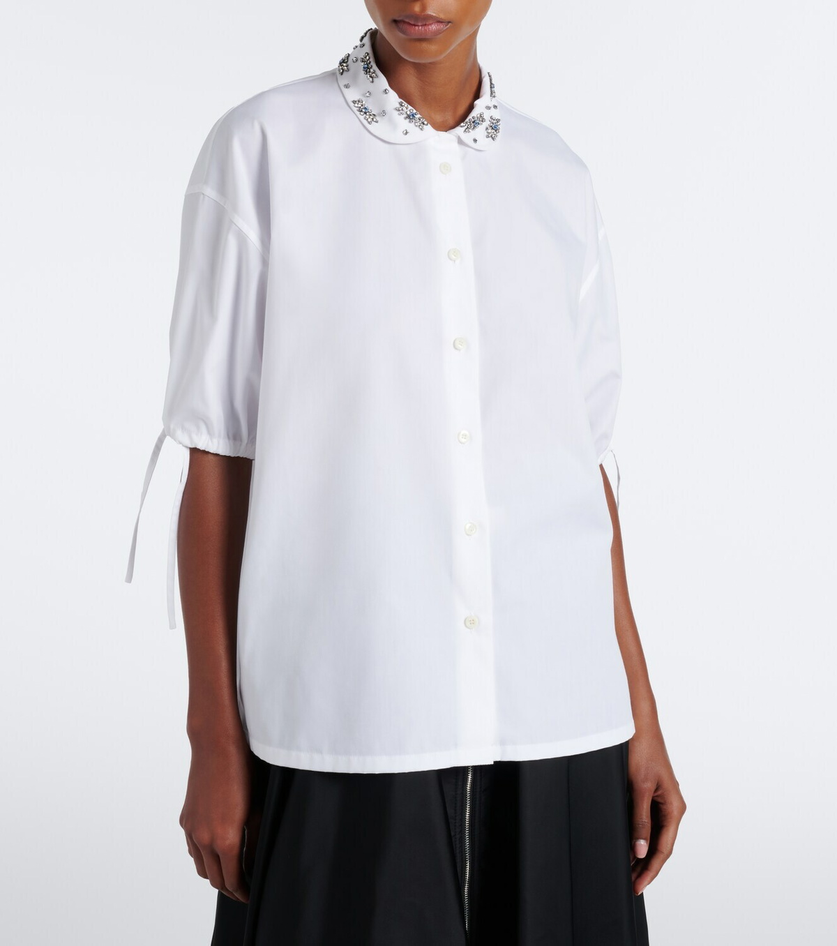 Prada Crystal-embellished poplin shirt