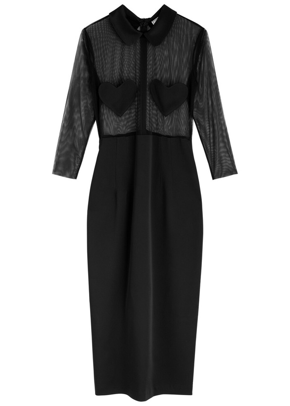 Photo: Blumarine Heart-appliquéd Tulle and Satin Midi Dress Black