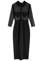 Blumarine Heart-appliquéd Tulle and Satin Midi Dress Black