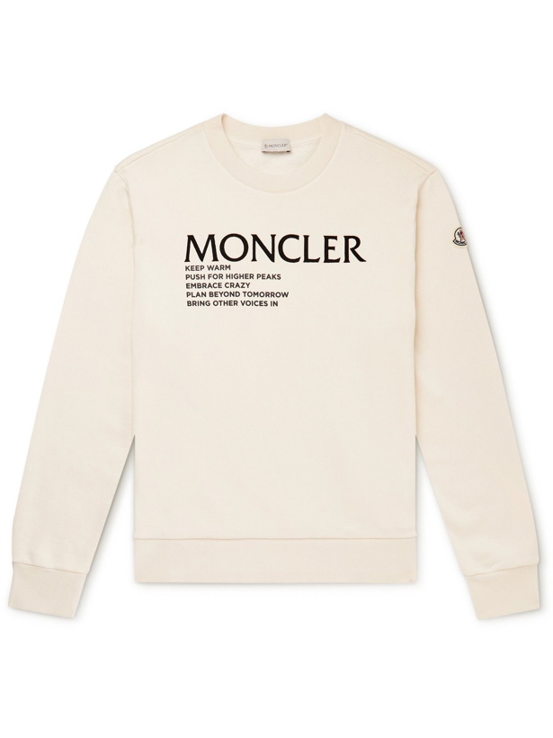Photo: Moncler - Logo-Flocked Cotton-Jersey Sweatshirt - Neutrals