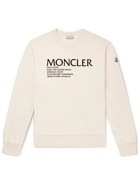 Moncler - Logo-Flocked Cotton-Jersey Sweatshirt - Neutrals
