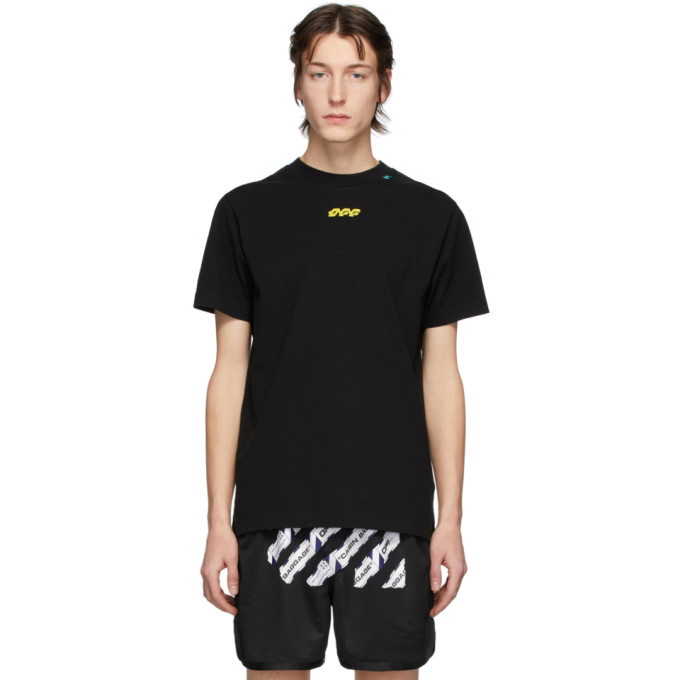 Photo: Off-White Black and Yellow Disrupted Font T-Shirt