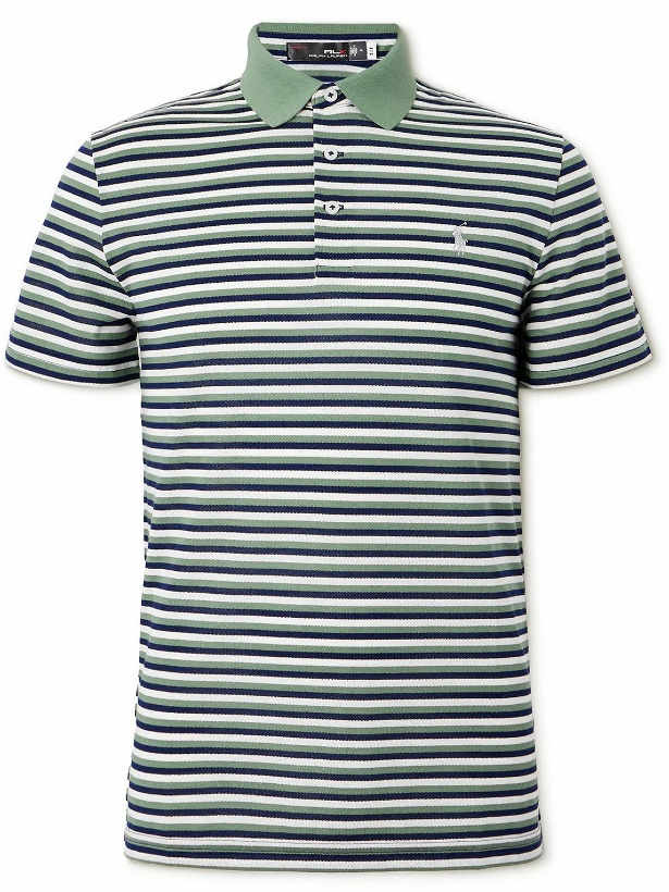 Photo: RLX Ralph Lauren - Logo-Embroidered Striped Cotton-Blend Jersey Golf Polo Shirt - Green