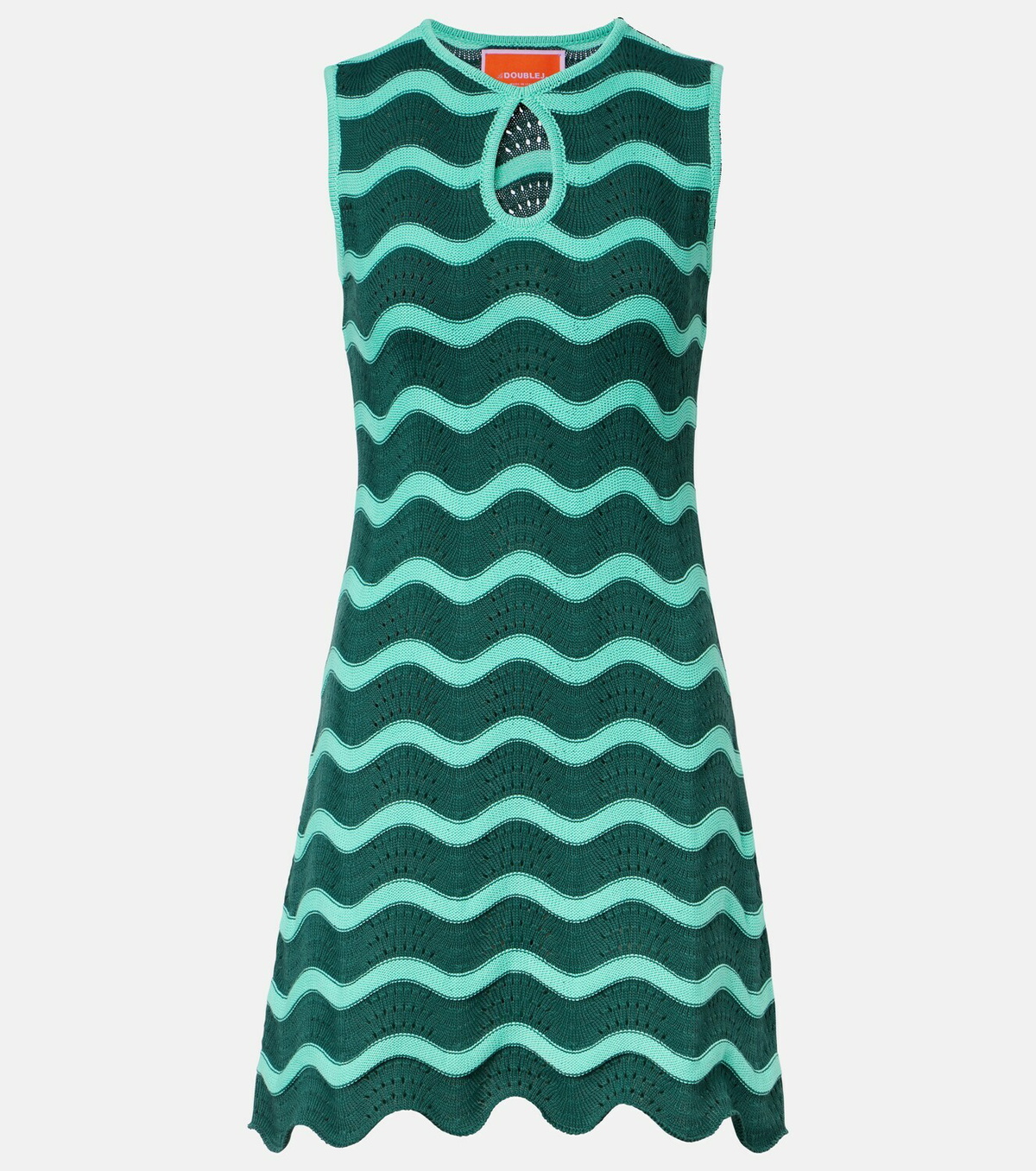 La DoubleJ Wavy crochet keyhole cotton minidress