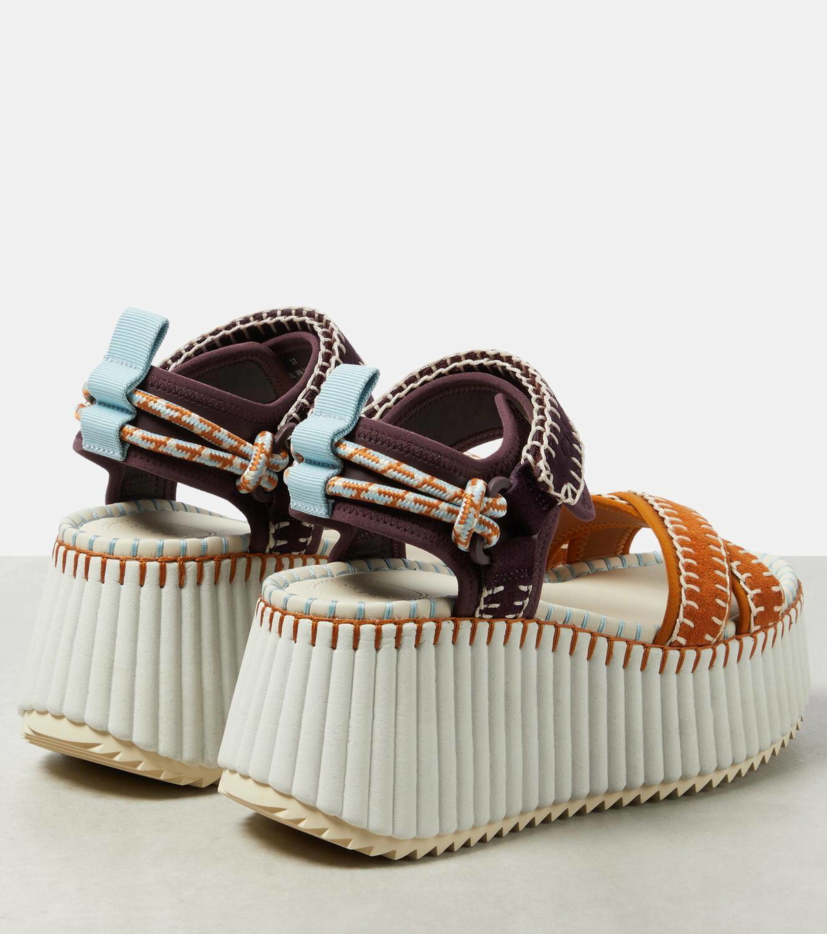 【Chloe】 Nama leather sandals Tan Nama leather platform sandals | CHLOÉ | NET-A-PORTER