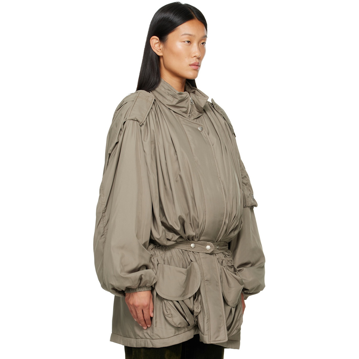 OPEN YY Khaki Belted Cargo Field Jacket
