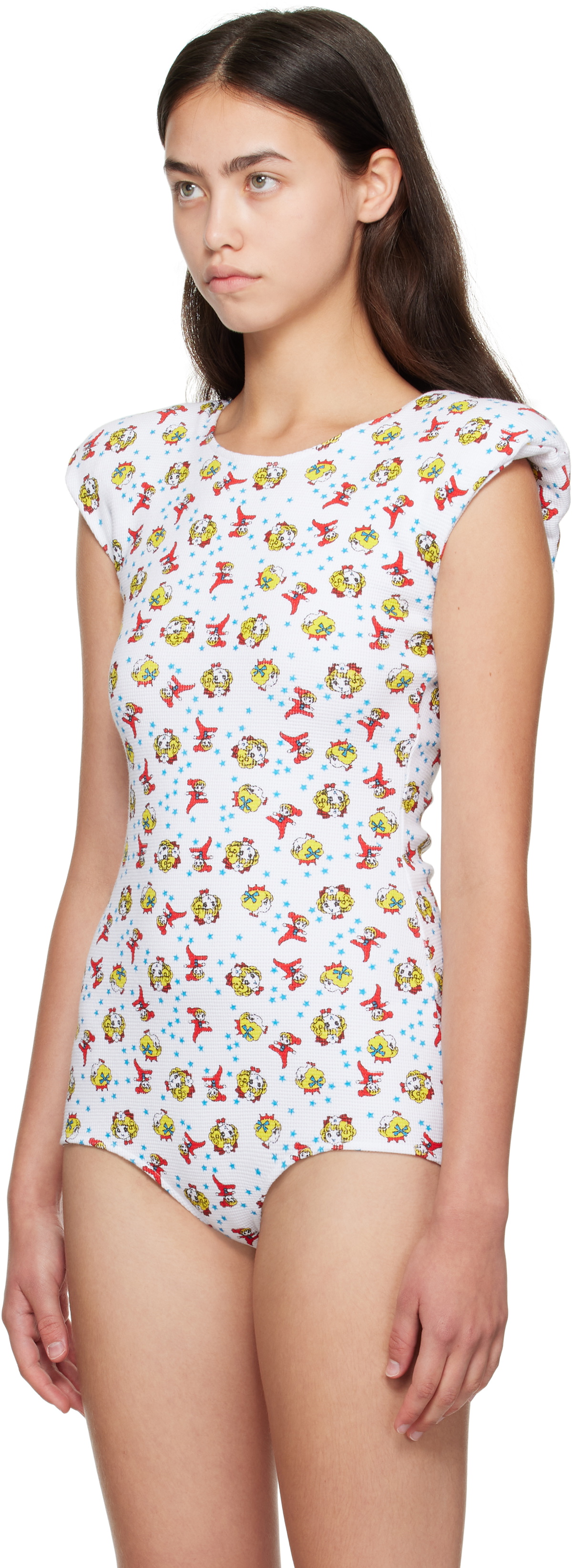 Ashley Williams White Print Baby Bodysuit
