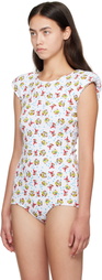 Ashley Williams White Print Baby Bodysuit