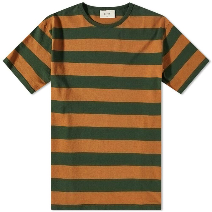 Photo: Foret Men's Willow Stripe T-Shirt in Rubber/Dark Green