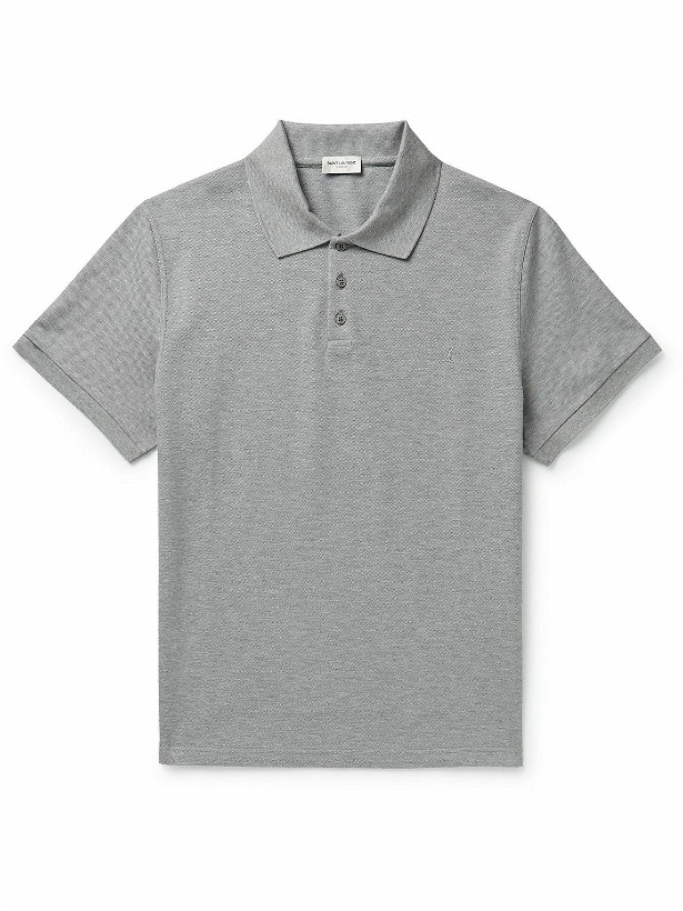 Photo: SAINT LAURENT - Cotton-Piqué Polo Shirt - Gray