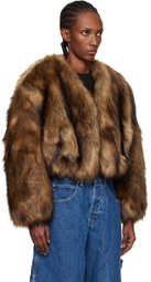 Alexander Wang Brown Cropped Faux-Fur Jacket