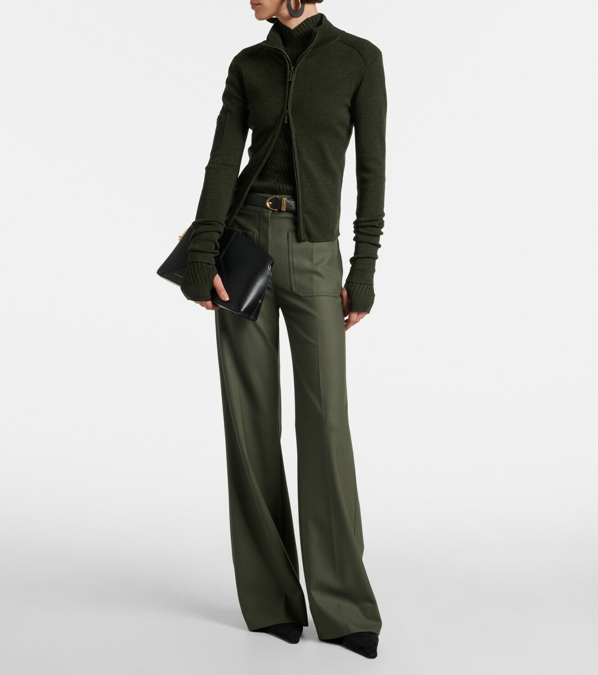 Victoria Beckham Wool-blend zip-up sweater