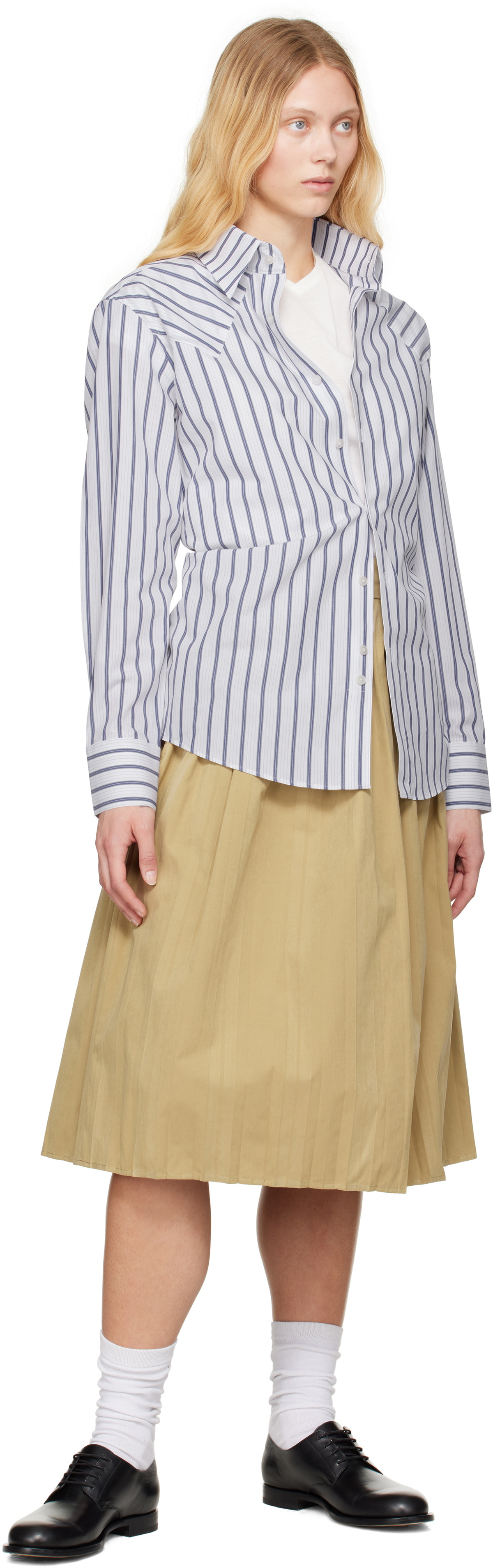 Carter Young White & Blue Western Business Shirt