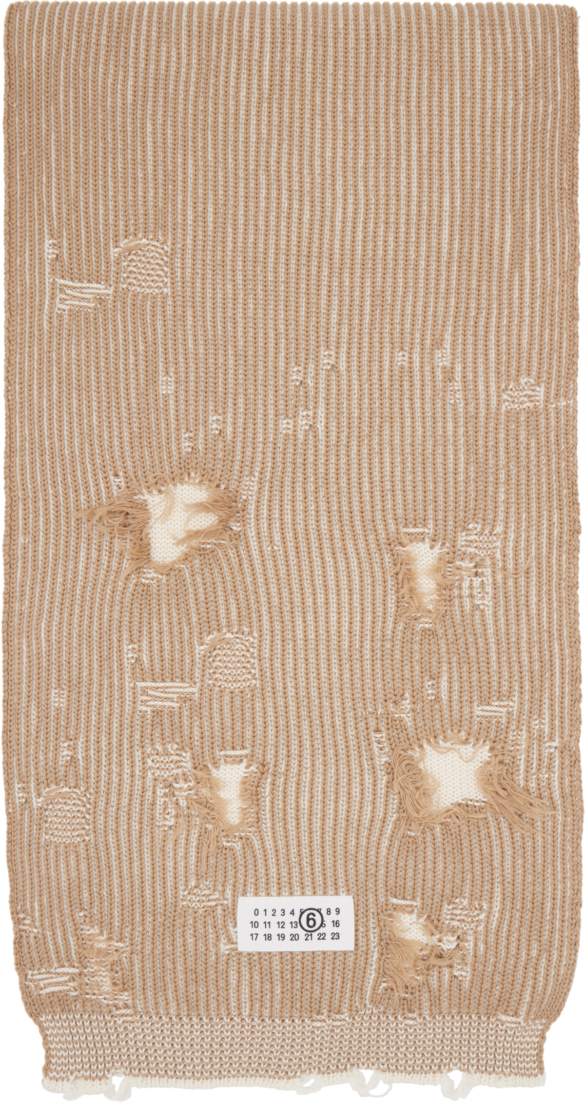 MM6 Maison Margiela Tan & White Amended Optical Ribs Scarf