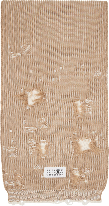Photo: MM6 Maison Margiela Tan & White Amended Optical Ribs Scarf