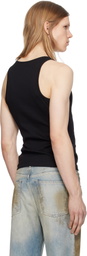 GANNI Black Soft Cotton Rib Tank Top