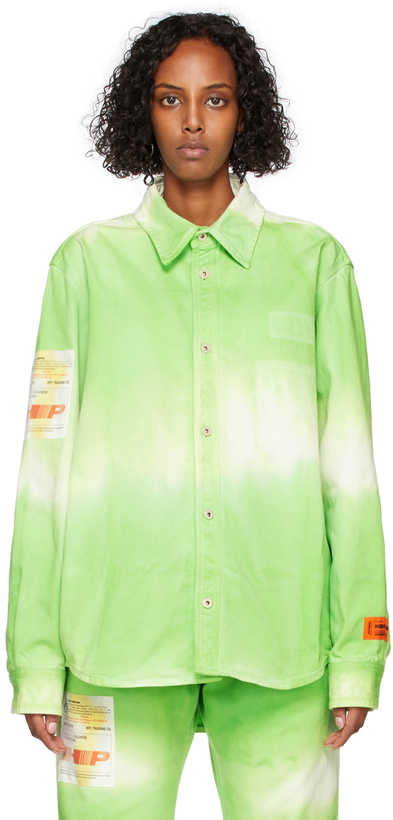 Photo: Heron Preston Green Tie-Dye Label Shirt