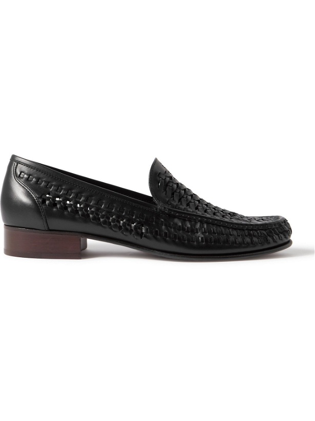 Photo: SAINT LAURENT - Swann Woven Leather Loafers - Black - EU 40