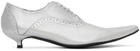 Comme des Garçons Silver Kitten Heel Oxfords